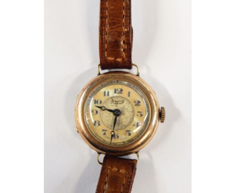 Lady's 1920's/30's 9ct wristwatch Limit III, with Roman numerals, button winding and the leather strap 