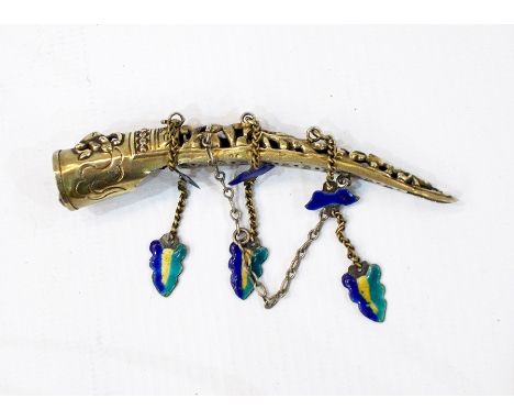 Chinese Mandarin nail guard with enamel pendants 