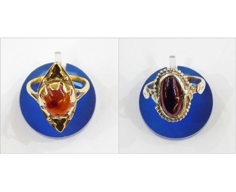 1960's designer gold-coloured metal and topaz ring by Maughan Harvey (silversmith and goldsmith who studied under George and 