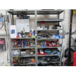 2 Steel racks and contents, automotive fixings
