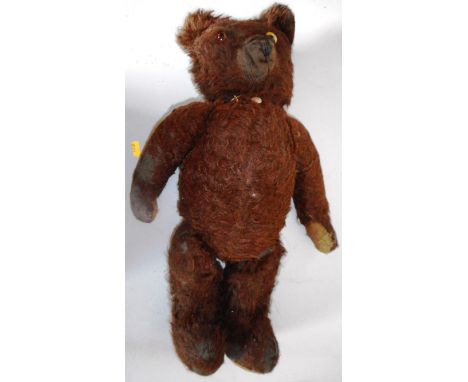 Chad Valley. Dark brown teddy. Some wear and repair. 47cm high. 