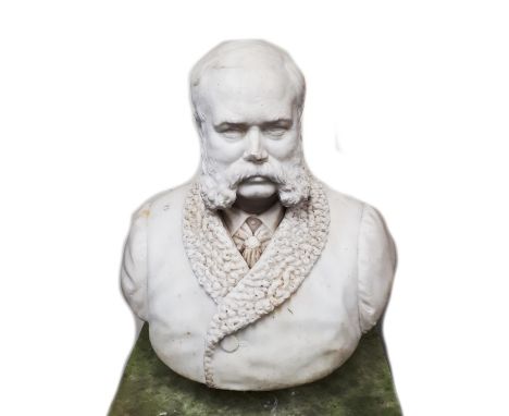 Count Gleichen (1833 - 1891). A Victorian marble bust of a gentleman, possibly Sir Andrew Barclay Walker. Monogram G &amp; da