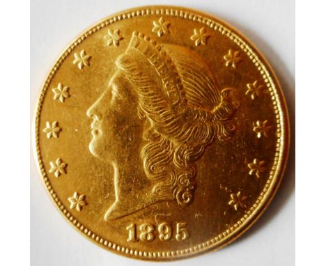 USA 20 dollar gold double eagle.1895S. Some slight scratches otherwise GVF. 