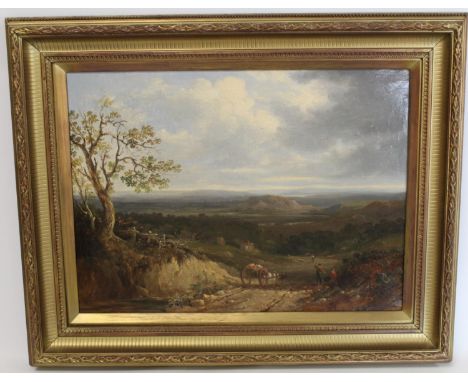 CHARLES CALVERT (1785-1852). View between Tarporley and Chester, looking into North Wales. Oil on canvas. 37cm x 51cm. Inscri