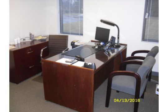 Lot Contents Of Office Including Desk File Cabinets 3