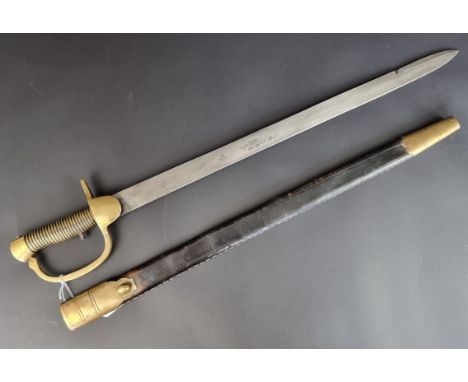 A reproduction Baker Rifle 1801 2nd pattern sword bayonet and scabbard, with 58cm blade.