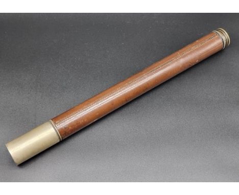 A WWI 'The Rifleman' leather covered single drawer telescope, stamped 'J H Steward Ltd, London, Made in England', 65cm extend
