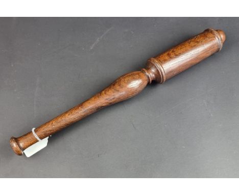 A turned oak tipstaff, 41.5cm.