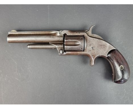 A 19th century Smith and Wesson Model 1 1/2 second issue .32 cal rimfire spur trigger five shot revolver, having 8.7cm barrel