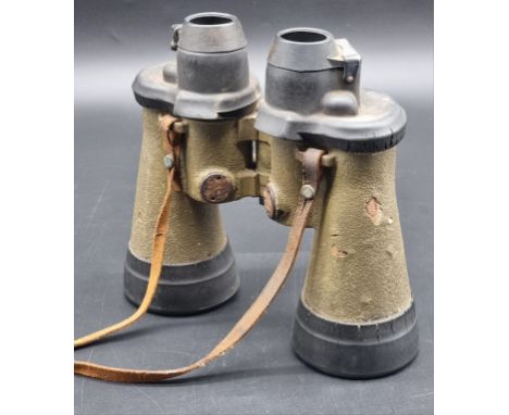 A pair of WWII German Zeiss 7x50 U-Boat binoculars, stamped 'blc 10344'.