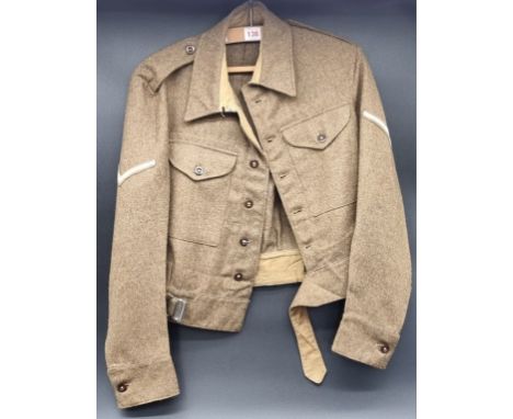 A WWII British Army 1940 pattern battledress blouse, Size 10, 'Hirst &amp; Thackway Ltd, 1942'.