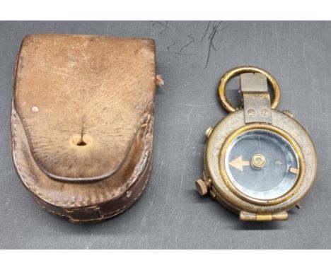 A British military Verner's pattern Mk VII compass, in leather pouch.