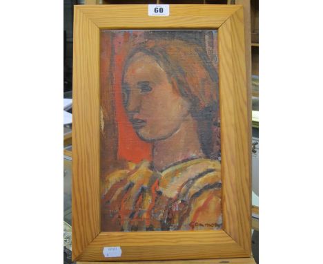  Reg Gammon  (1894-1997) Portrait of a young lady Oil on board Signed lower left 29.5cm x 17cm  