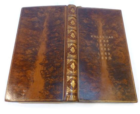 Alfred Maskell ( Author of Ivories ) : Personal 'Kalendar' Diary with extracts. Tall qto. ornate tree-calf binding, gilt. Ori