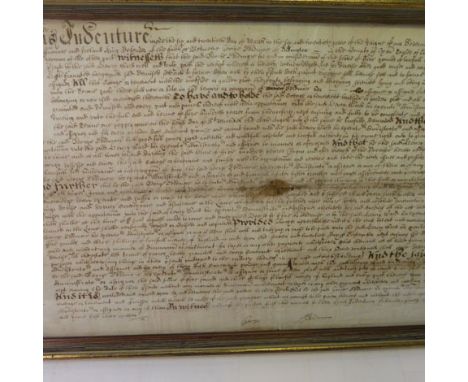 Indenture : Manuscript document on hand-made paper dated 1674, featuring the 'mark' of Robert Whyse and signatures of George 