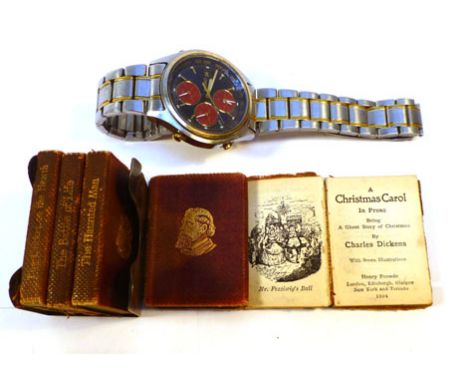 Charles Dickens Miniature Volumes : The Chimes, Christmas Carol, Cricket on the Hearth, Haunted Man & Battle of Life. Five mi