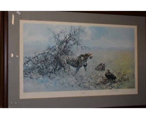 David Shepherd, (1931-2017), after, a print, The Scavengers, signed and blind stamped, 52 x 89cm, mounted framed and glazed