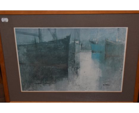 M J Praed, after, a Ltd Ed print, Harbour Shapes, signed and num 11/1000, 31 x 43cm, mounted framed and glazed, 46 x 58cm