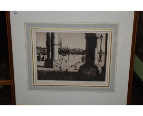 W Fairclough, (20th century), after, an etching, Venice, signed and dated 1999, 22 x 29cm mounted framed and glazed, 44 x 49c