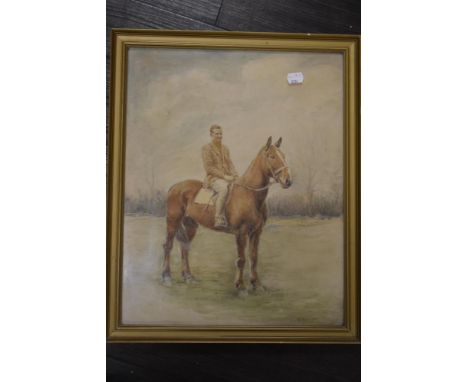K Collings, (20th century), a watercolour, horse and rider, signed, 43 x 34cm, framed, 49 x 39cm