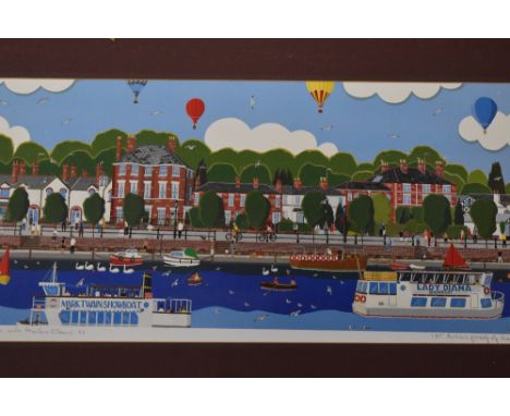 Chas Jacobs, (contemporary), after, a print, The Groves Chester, signed attributed and dedicated, dated 1996, 28 x 62cm, moun