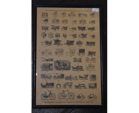 William Bell, (19th/20th century), after, a print, commercial print bill head samples, 39 x 25cm, framed, 40 x 26cm