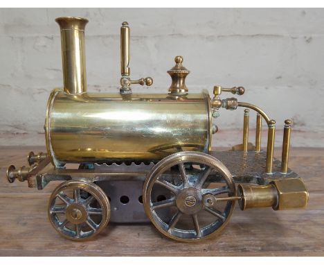 A scratch built live steam brass engine, gauge 2 1/2", length 19cm.Condition:- General wear through age and use, no sign of a