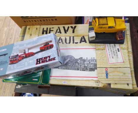 Assorted models comprising Corgi 1:50 scale Heavy Haulage Scammell, two other Corgi models and a Only Fools &amp; Horses alar