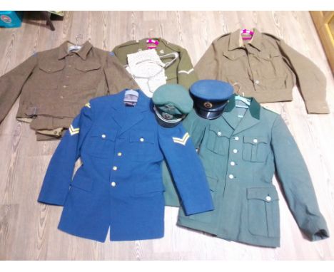 Various military uniforms / tunics to include Parachute Regiment, hats /caps to include a reproduction German Army General vi
