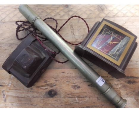 A box of assorted collectables to include a single draw telescope by T.Cooke and Sons Ltd. no.7844, an Ilford Sporti camera &