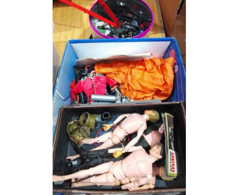 A collection of Action Man and clothing and accessories.Note:- these figures have flock hair.