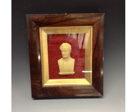 A 19th century Scottish wax portrait, of an Enlightenment gentleman, indistinctly signed and inscribed, 10cm x 5.5cm, rosewoo