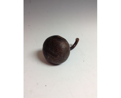 Folk Art - a calabash or bottle gourd, carved with a circular reserve of blossoming flowers and inscribed Recuerdo (Spanish f
