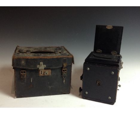 A Thornton Pickard Special Ruby Reflex camera, 23cm long, leather case, 