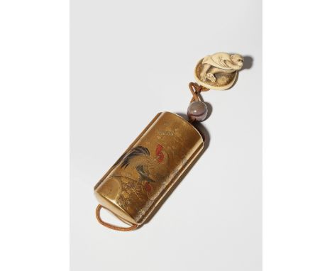 A JAPANESE GOLD LACQUER FIVE-CASE INRO EDO PERIOD OR LATER, 18TH CENTURY OR LATER Each side decorated with two chickens, one 