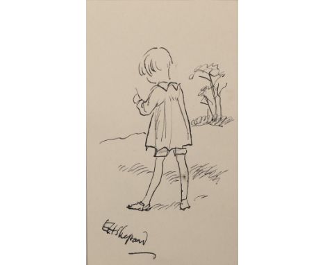 Shepard (Ernest Howard) - Original Artwork Christopher Robin, a small pen and ink sketch of Christopher Robin, signed by the 