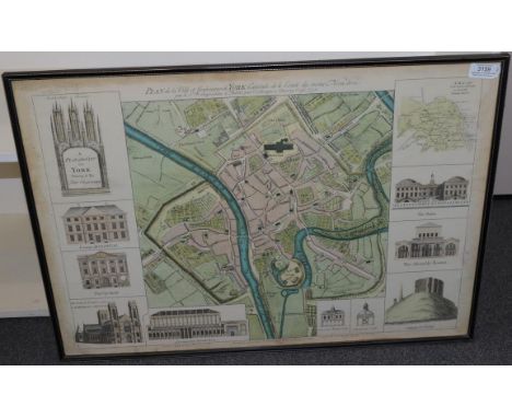 Chassereau (P.) A Plan of the City of York Survey`d by Peter Chassereau, J. Rocque, 1750, hand-coloured engraved street plan 