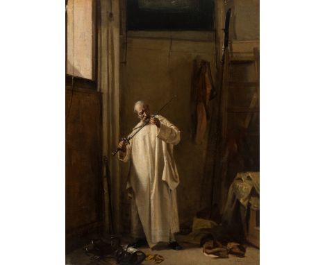 MARIANO FORTUNY I MARSAL (Reus, Tarragona, 1838 - Rome, 1874)."Don Quixote".Oil on canvas. Re-drawn.Signed in the lower right