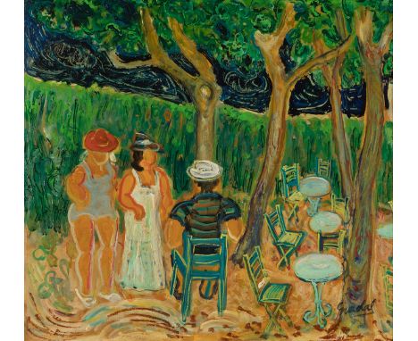 CARLOS NADAL FARRERAS (Paris, 1917 - Sitges, Barcelona, 1998)."Casino del Prado", ca. 1970.Mixed media and oil on cardboard.S