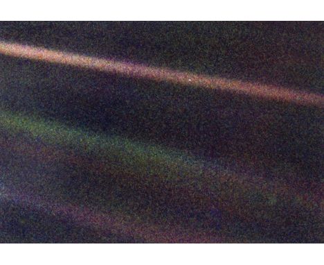 ** Voyager 1.-  Earth, the "Pale Blue Dot", 14 February 1990, printed 2010, digital colour print, loose in card mount, c.330 