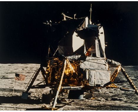 ** Apollo 11.-  The Lunar Module "Eagle" and the U.S. flag, July 1969, vintage chromogenic print, verso watermarked "A Kodak 