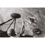 Alan Shepard, the first American in space, winched aboard a helicopter after splashdown, 5 May …