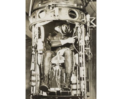 ** Project Manhigh.-  Joseph Kittinger in the capsule which will take him by balloon to a record altitude of 96,700ft, 2 June