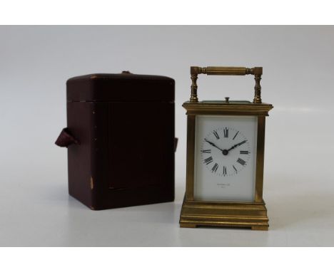 A good large carriage clock, the lever platform escapement having an enamel dial inscribed Catanec, Paris, striking on a gong