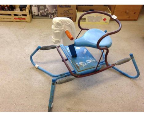 A vintage metal & plastic spring rocking horse c1960s.