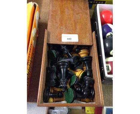 A boxed vintage wooden chess set - complete.