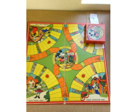 A rare 1930's Chad Valley Mickey Mouse Ludo - complete with all pieces, rules & board in good condition - characters printed 