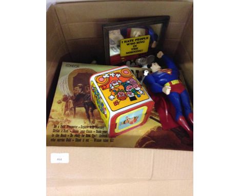 A box of vintage toys & games to include a 1968 Mattel tinplate Jack in the music box.