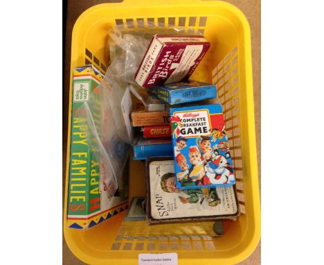 A box of childrens playing card games to include early snap by Thomas De La Rue & Pepys British Birds.