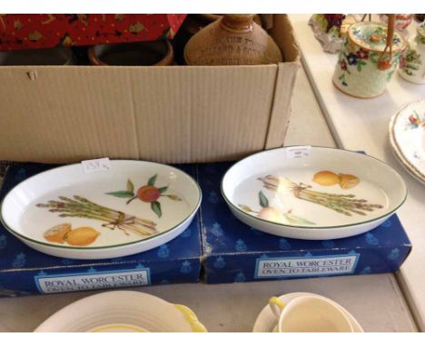 2 Royal Worcester Evesham vale oval sole dishes, boxed. 26cm long